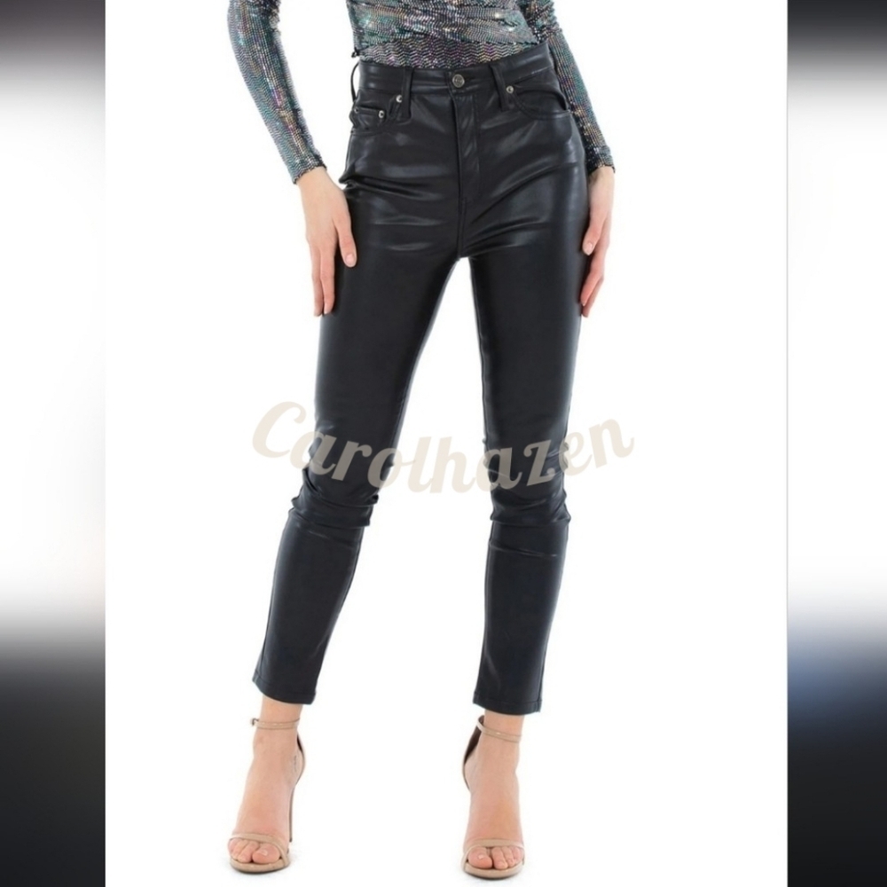 Pistola ALine Vegan Leather Skinny Ankle Jeans Pants Black Revolve Holiday